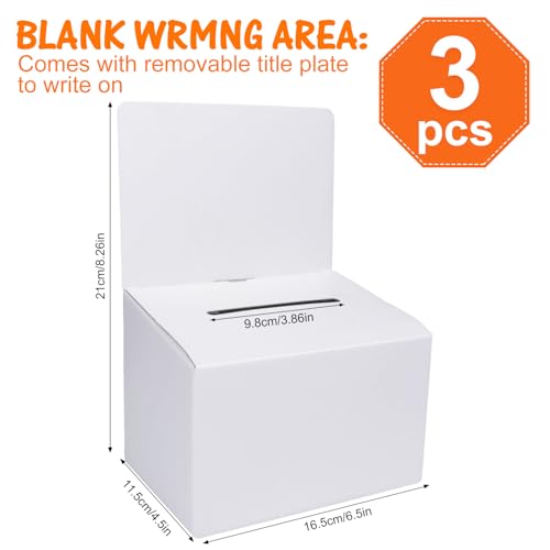 Cardboard Ballot Box Set - 3 Pack, 6.5x4.5x4.5 Inch